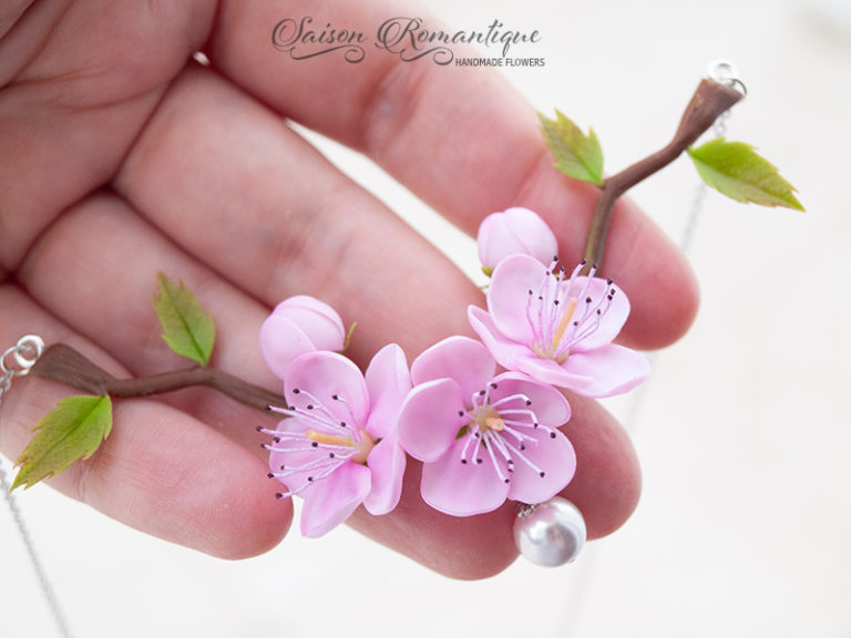 Видео урок «Колье с сакурой» | Saison Romantique - цветы ручной работы